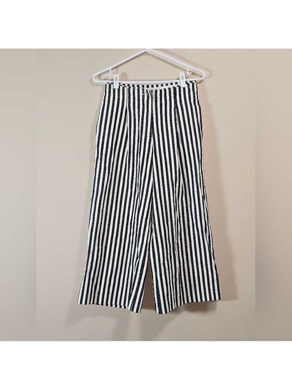 Oak & fort high waisted wide leg striped culotte jeans size medium